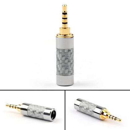 Areyourshop 2.5mm 4 Pole Audio Plug Jack Gold-plated Carbon Fiber Step Type Silver 1/4Pcs Wholesale Connector for Cable Wires