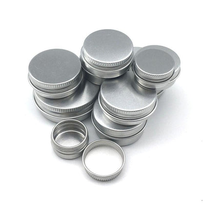5Pcs 5g/10g/15g/20g/30ml Empty Aluminum Jars Refillable Cosmetic Bottle Ointment Cream Sample Packaging Containers Screw Cap