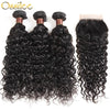 Water Wave Bundles With Closure Malaysian Curly Hair Bundles With Closure Human Hair 3/4 Bundles With Closure Ossilee Remy Hair