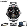 Boyzhe Luxury Men Watch Relogio Masculino Mechanical Watch Men Casual Fashion Waterproof Watch Sports Stainless Steel Watch Man