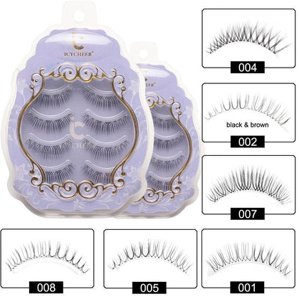 ICYCHEER Japanese Natural Style False Eyelashes Makeup Ultra Light Air Lashes Extension Handmade Soft Upper and Lower Eyelashes