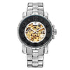 Mg. Orkina Men Wristwatch Golden Skeleton Clock Mechanical Male Wrist Watch Black Relogio Masculino Automatic Zegarek Meski