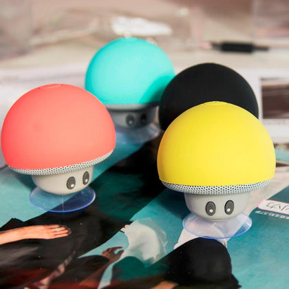 NOYOKERE Wireless Bluetooth Mini Speaker Mushroom Waterof Silicone Suction Handsfree Holder Music Player for iPhone Android Pink