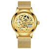 New Fashion Mechanical Watch Men Skeleton Design Top Brand Luxury Golden Mesh Strap Waterproof Male Automatic Clock Reloj Hombre