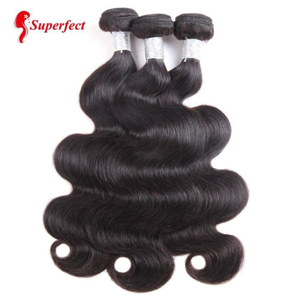 Superfect Brazilian Body Wave 3 Bundles With Frontal Human Hair Weave Bundles With Closure Remy Lace Frontal With Bundles