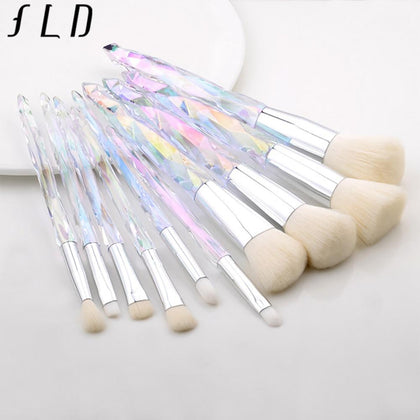 FLD 10Pcs Professional Makeup Brush Set Cosmetic Blush Powder Foundation Brush Eye Shadow Lip Eyebrow Diamond Makeup Kit Brushes