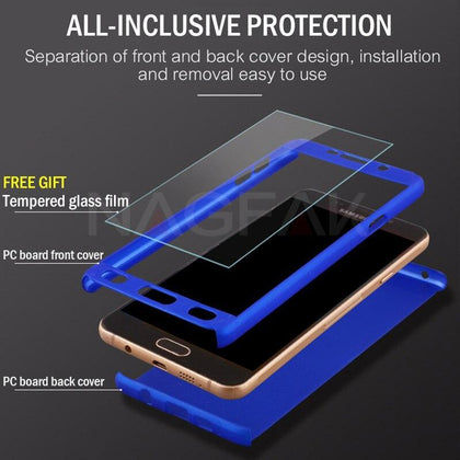 NAGFAK Full Cover Screen Protector Phone Case For Samsung Galaxy A3 A5 A7 2017 2016 Shockproof Protective Cover S7 S6 Edge Case