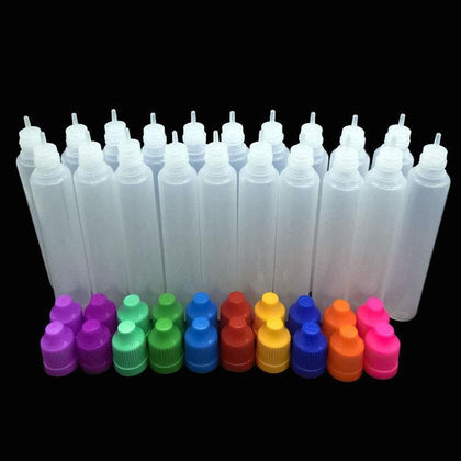 5Pcs 30ml Pen Shape Needle Bottles with Childproof Cap Plastic Dropper Bottle Pen Style E-liquid Bottle