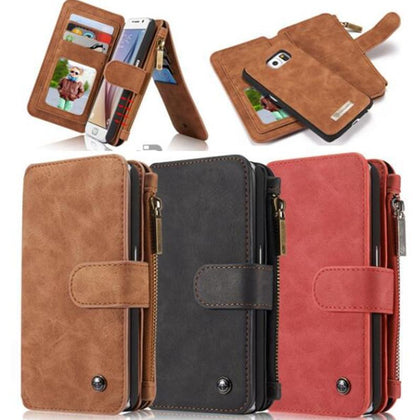 For iPhone 6 6 6s 7 8 Plus CaseMe Zipper Wallet Leather Phone Case For iPhone XS Max XR Vintage Mobile Bag For Samsung S10 S9 S8