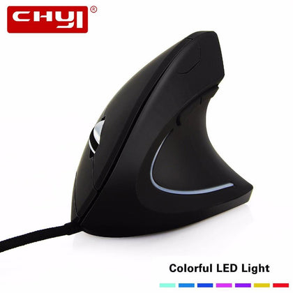 CHYI Wired Vertical Mouse Ergonomic 800-1200-2000-3200 DPI USB Cable Optical Mice Mause with Mouse Pad Kit For PC Laptop Desktop