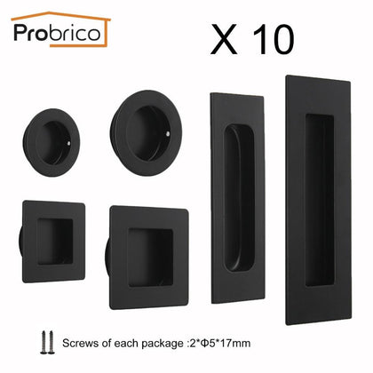 Probrico Recessed Cabinet Pulls Timber Door Hidden Pulls Knob Flush Sliding Door Handle Finger Pull Black Door Hardware 10 Pcak 
