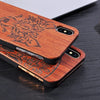 Genuine Natural Wood Case For Iphone X 8 7 6 6S Plus 5S 5 Se Cover Novel Embossed Flower Skull Wolf Pattern Wooden Phone Cases