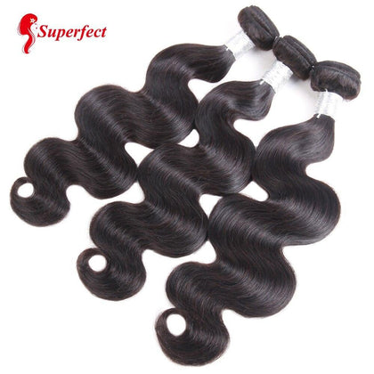 Superfect Body Wave Bundles With Closure Brazilian Hair Weave Bundles And Closure 100% Remy Human Hair Bundles With Closure