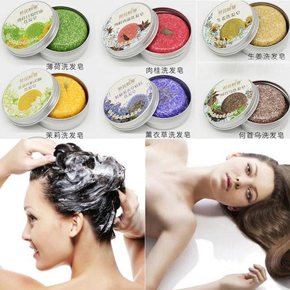 6 Colors Natural Plants Oil Handmade Hair Shampoo Soap Cold Processed Cinnamon Shampoo Bar Women Pure Hair Shampoos Hair Care
