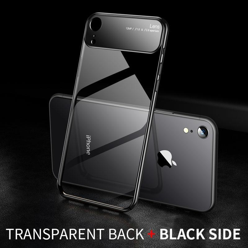 Ihaitun Luxury Lens Glass Case For Iphone Xs Max Xr Cases Ultra Thin Pc Transparent Back Glass Cover For Iphone X Xs 10 7 8 Plus