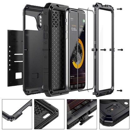 Anti Shock Hybrid Tough Heavy Metal Shockproof Armor Case For iPhone X 8 7 6 6S Plus 5 5S SE Protective Cover With Glass Film