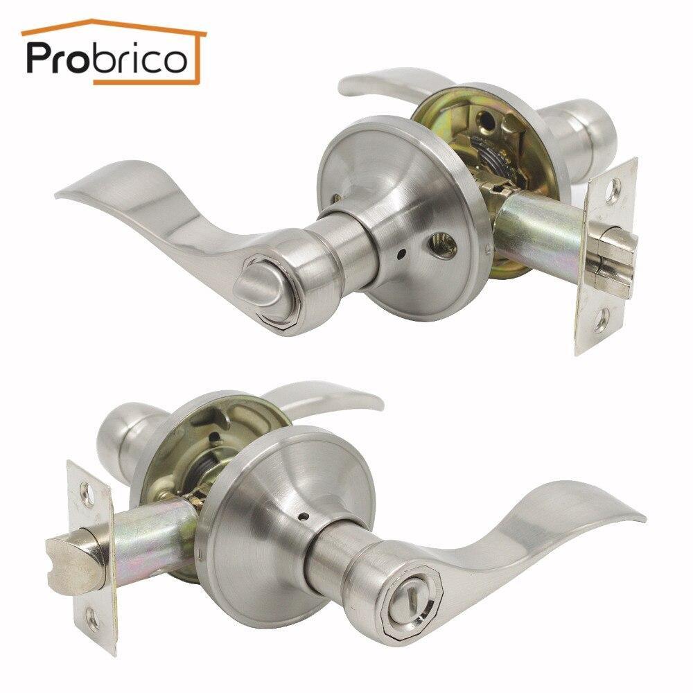Probrico Stainless Steel Security Door Lock Brushed Nickel Safe Lock Dl12061Snbk Door Handles Privacy Door Keyless Lock Knobs (1 Pcs)