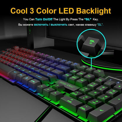 Gaming Keyboard Gamer Mechanical Imitation Keyboard Gaming RGB Keyboard with Backlight Ergonomic Key Board 104 Keycaps for PC