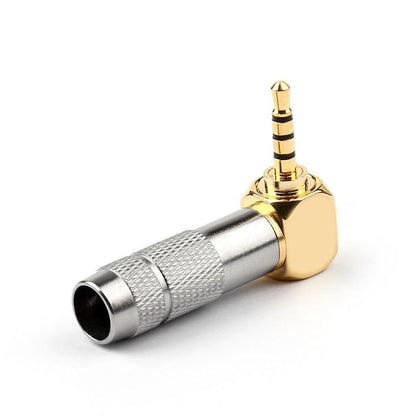 Areyourshop 2.5mm 4 Pole TRRS Male Plug Jack Gold Plated 90 Degree Angle Audio Connector Silver Black New Arrival Connector