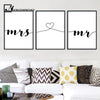 Mr Mrs Family Simple Quotes Wall Art Canvas Poster Minimalist Print Couple Anniversary Painting Picture For Living Room Decor