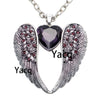 Yacq Guardian Angel Wing Heart Necklace Antique Silver Color Women Girls Biker Bling Crystal Jewelry Gifts Nc06