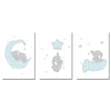 Nditb Cute Cartoon Elephant Moon Canvas Art Painting Posters Prints Decorative Picture Baby Bedroom Nursery Wall Decoration