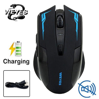 WEYES Charged Silent Wireless Optical Mouse Mute Button Noiseless Gaming Mice 2400dpi Built-in Battery For PC Laptop Computer