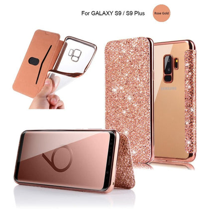 For Samsung Galaxy S10 Case Luxury Bling Glitter Flip Leather Case For Samsung Galaxy S8 S9 S10 Plus E Note 8 Wallet Card Holder