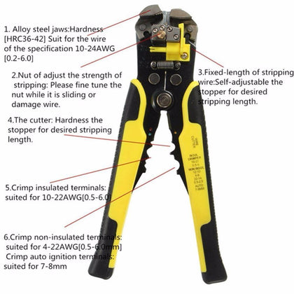 Professional Automatic Electric Cable Wire Stripper Wire Striper Multifunctional Cutter Crimper Crimping Pliers Terminal Tool