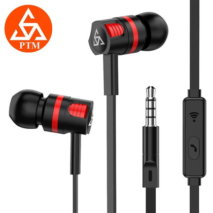 PTM KG5 3.5mm In-Ear Earphone with Mic Heavy Bass Fashion Music Earbuds Gaming Headset for Phone iPhone Samsung Xiaomi