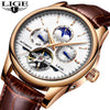 Lige Fashion Business Mens Automatic Watch Leather Waterproof Mechanical  Watch Mens Tourbillon Sport Watches Relogio Masculino