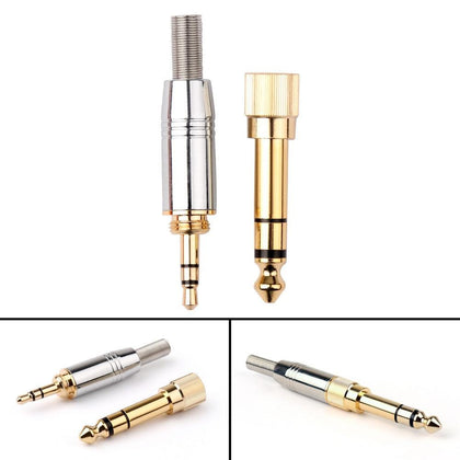 Areyourshop Copper Stereo 6.35mm Male Plug To 3.5mm Jack + 3.5 Male Connector 1/4/10PCS New Arrivals Connector