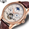 Lige Men Watches Brand Automatic Mechanical Watch Tourbillon Sport Clock Leather Casual Business Wristwatch Gold Relojes Hombre