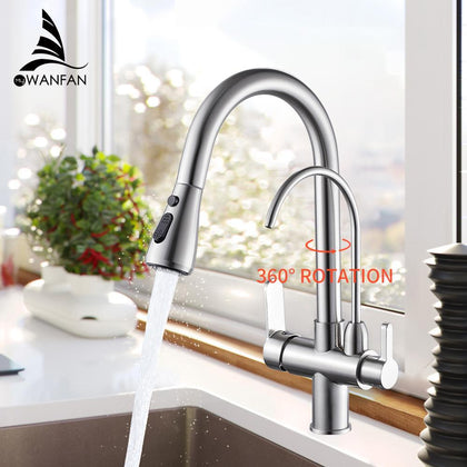 Kitchen Faucets torneira para cozinha de parede Crane For Kitchen Water Filter Tap Three Ways Sink Mixer Kitchen Faucet WF-0195