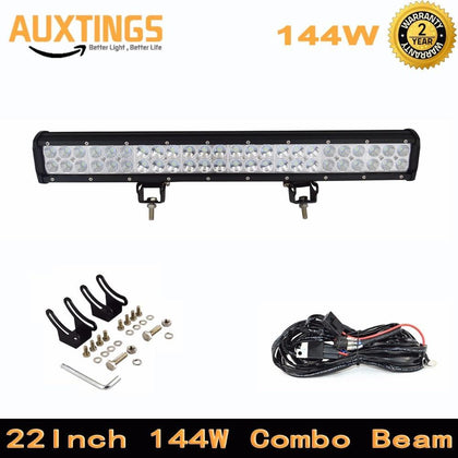 1X 144W 22INCH COMBO BEAM LED LIGHT BAR OFFROAD 4WD SUV ATV 4X4 Driving Light Car Led Work Light 