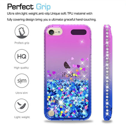 Bling Diamond Glitter Case For Apple iPod Touch 6 Coque For Apple iPod Touch 5 Liquid Quicksand Floating Sparkle Flowing Cover