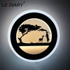 Lediary 14W Animal Led Round Wall Sconce 110-240V Modern Black Elephant Painting Wall Lights For Living Room Decoration Fixtures