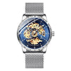 Ik Colouring Mens Watches Mesh Braided Stainless Steel Band Automatic Mechanical Male Clock Skeleton Steampunk Relogio Masculino