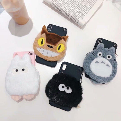 ORYKSZ For iphone X Case Luxury Cartoon Totoro Silicone Hang Rope Soft Cases For iphone X XS XR XS MAX 6 6s 8 7 8Plus Back Cover