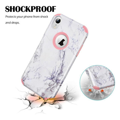 Marble Bumper Case for iPhone X Xs Max Xr 7 6 6s 8 Plus Hard Cover PC Silicone for iPhone 5 5S Se 360 Case Cute Unicorn 3 in 1