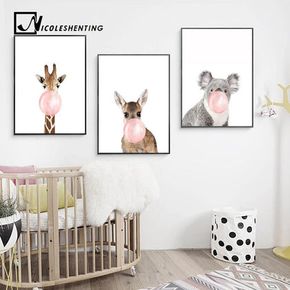 Giraffe Zebra Animal Posters and Prints Canvas Art Painting Wall Art Nursery Decorative Picture Nordic Style Kids Decoration