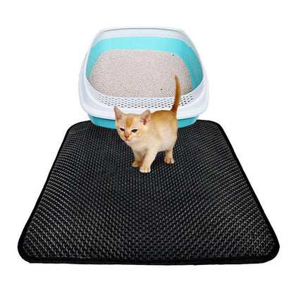 46*60CM Non-slip EVA Cat Litter Mat Household Pet Litter Trapper Catcher Mat - Black waterproof litter mat for Cats 