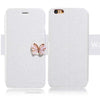Tikitaka Crystal Diamond Bow-Knot Butterfly Leather Wallet Case For Iphone 8 7 6 6S Plus Se 5 5S Se Flip Phone Cases Slim Cover