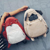 Women Backpack Schoolbag Canvas Cute Dog Fox Ear Embroidery Corduroy Backpack Female Vintage Notebook Backpack For Girls School