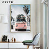 Nditb Scandinavian Tropical Landscape Posters Modern Prints Sea Beach Bus Wall Art Canvas Painting Nordic Decoration Pictures