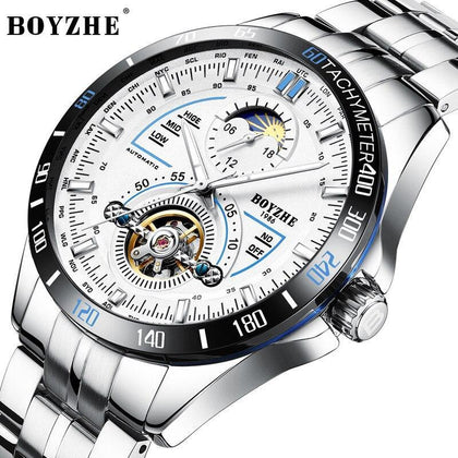 BOYZHE Luxury Men Watch relogio masculino Mechanical Watch men Casual Fashion Waterproof Watch Sports Stainless Steel watch man