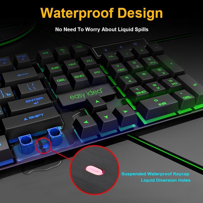 Gaming Keyboard Gamer Mechanical Imitation Keyboard Gaming Rgb Keyboard With Backlight Ergonomic Key Board 104 Keycaps For Pc