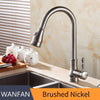Kitchen Faucet Brass Brushed Nickel High Arch Kitchen Sink Faucet Pull Out Rotation Spray Mixer Tap Torneira Cozinha Gyd-7117