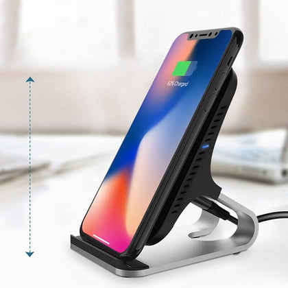 Qi Wireless Charger Metal Aluminum Stand Holder Fast Charing for iPhone X XS Max Samsung S8 S10 9 Adaper Wireless Qucik Chargers