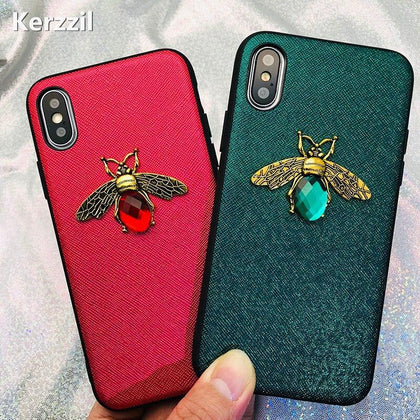 Shining Powder Bee Phone Case For iPhone X XR XS Max 8 7 6 S Plus Case For Samsung A70 a50 S8 S9 S10 Plus Note 9 8 Glitter Back